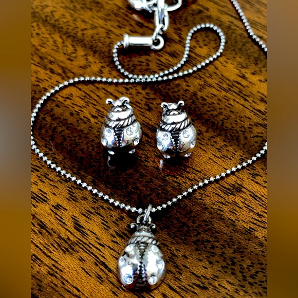 HTF Brighton retired Swarovski crystal ladybug necklace and earrings - Picture 2 of 15
